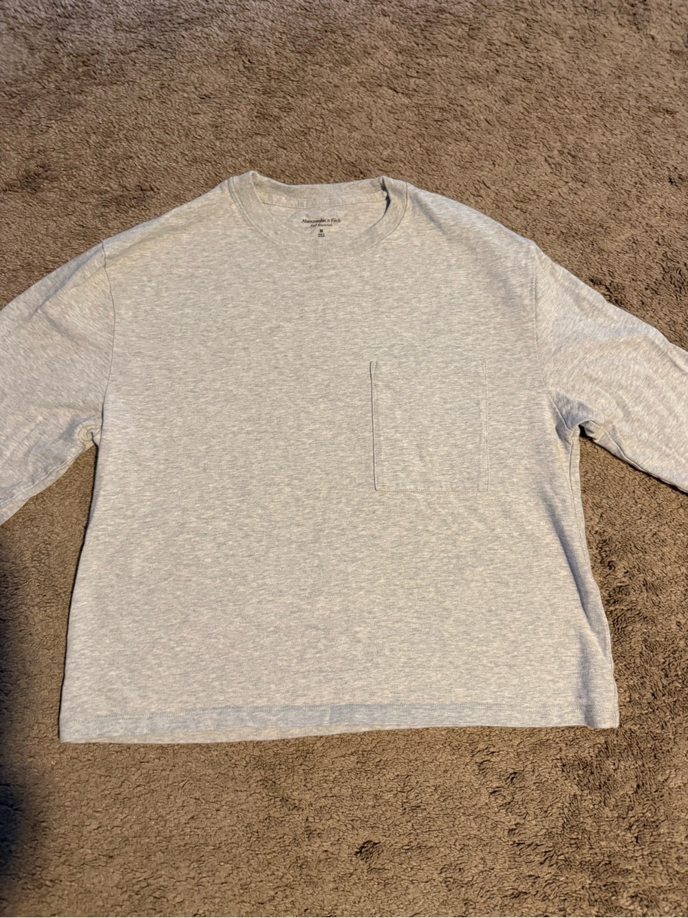 Abercrombie & Fitch Light Heather Gray Boxy Pocket Tee